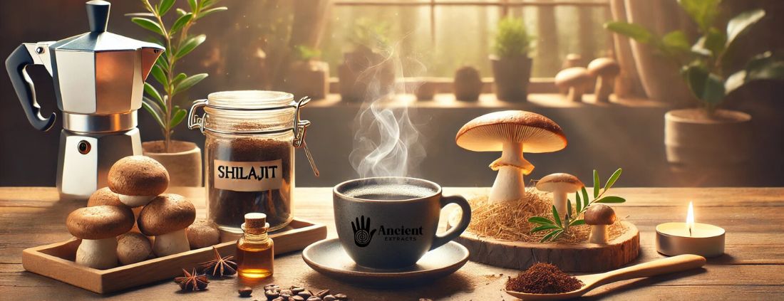 a morning with shilajit and morning magic mushroom coffee