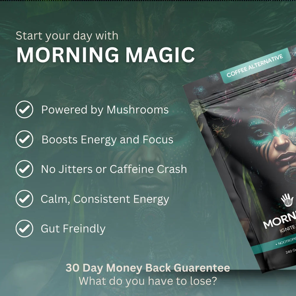 
                  
                    Morning Magic Decaf Mushroom Coffee Alternative (240g)
                  
                