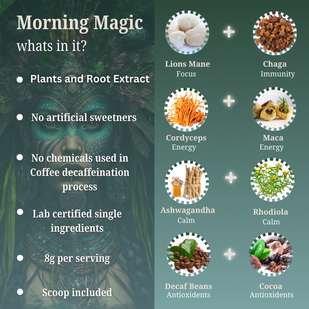 
                  
                    Morning Magic Decaf Mushroom Coffee Alternative (240g)
                  
                