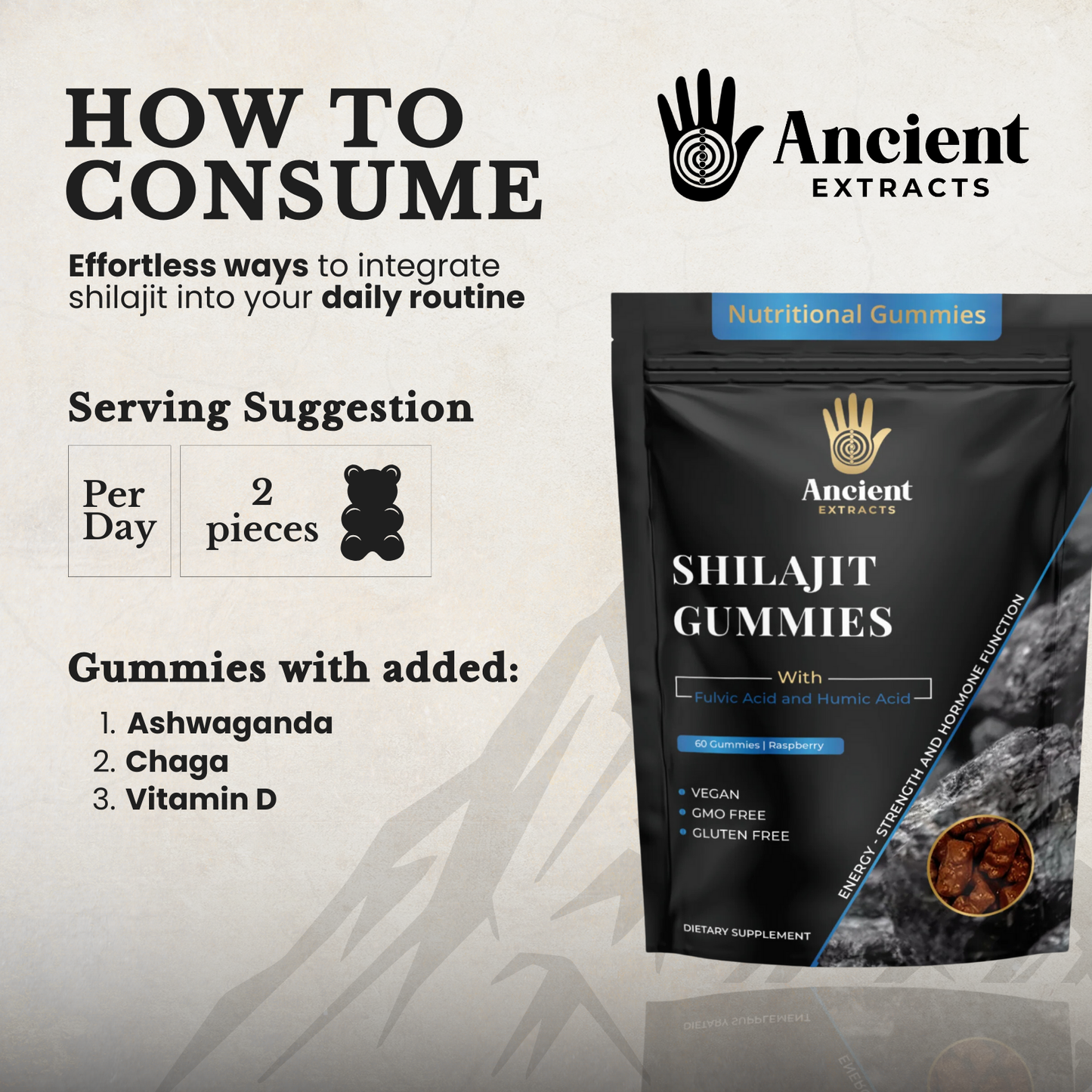 
                  
                    Shilajit Gummies with Ashwagandha, Chaga and Vitamin D
                  
                