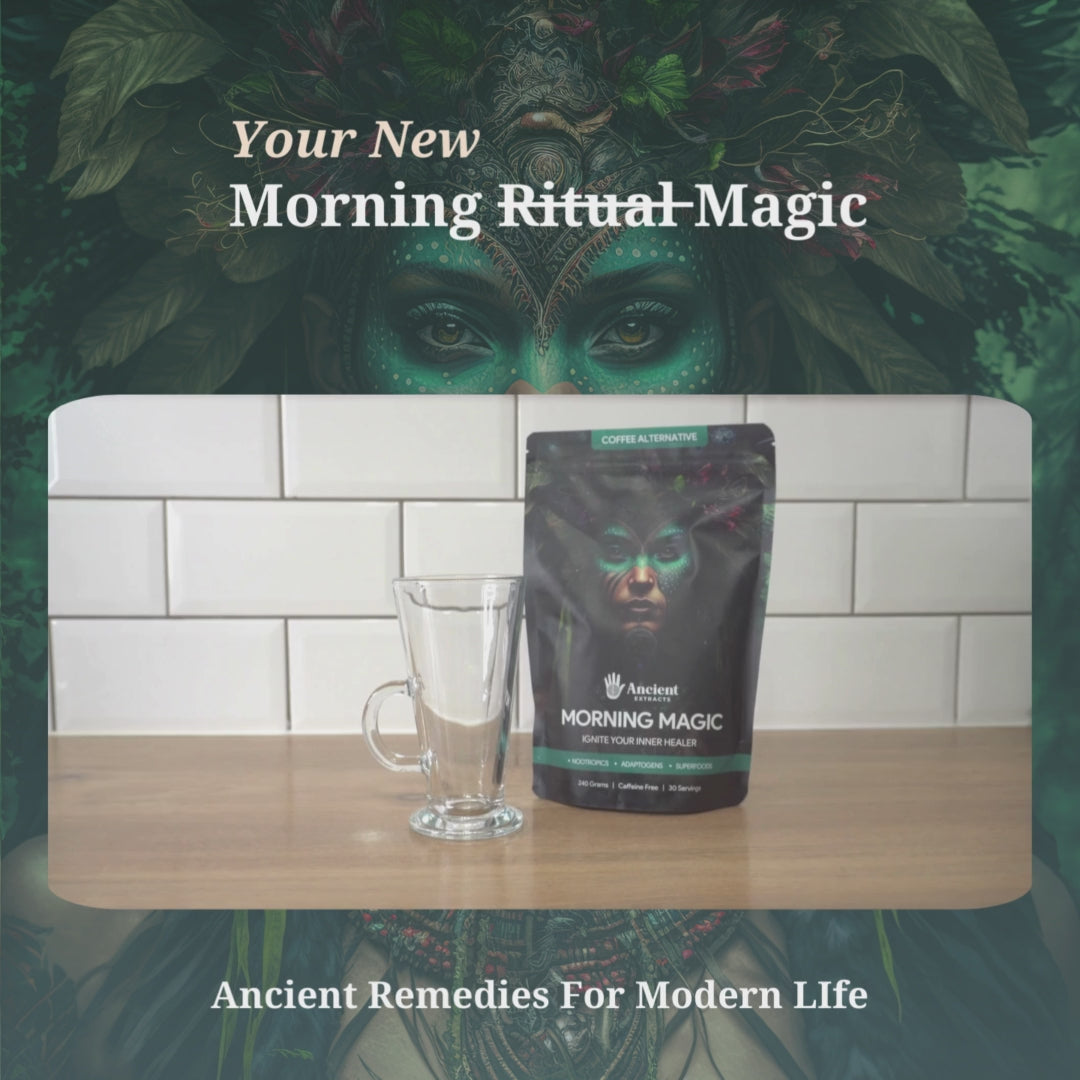 
                  
                    Load and play video in Gallery viewer, Morning Magic Decaf Mushroom Coffee Alternative (240g)
                  
                